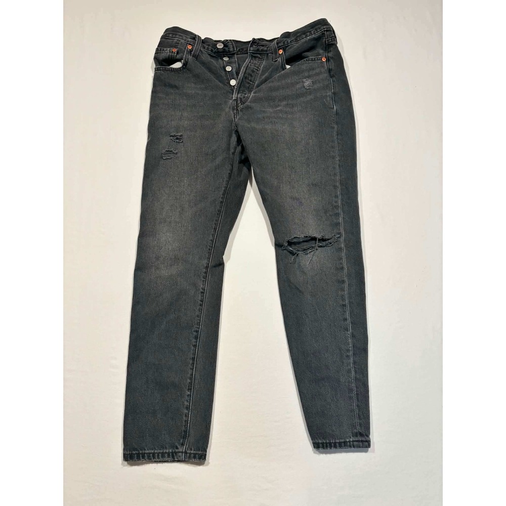Levis 501 Original Fit Distressed Faded Black Straight Leg Jeans W29 L28